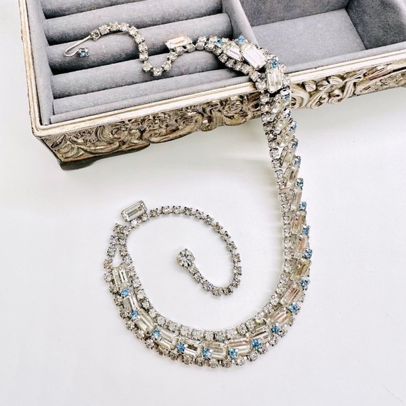 🔥 Vintage Rhinestone Art Deco Choker Necklace STUNNER 💎 - Picture 3 of 17